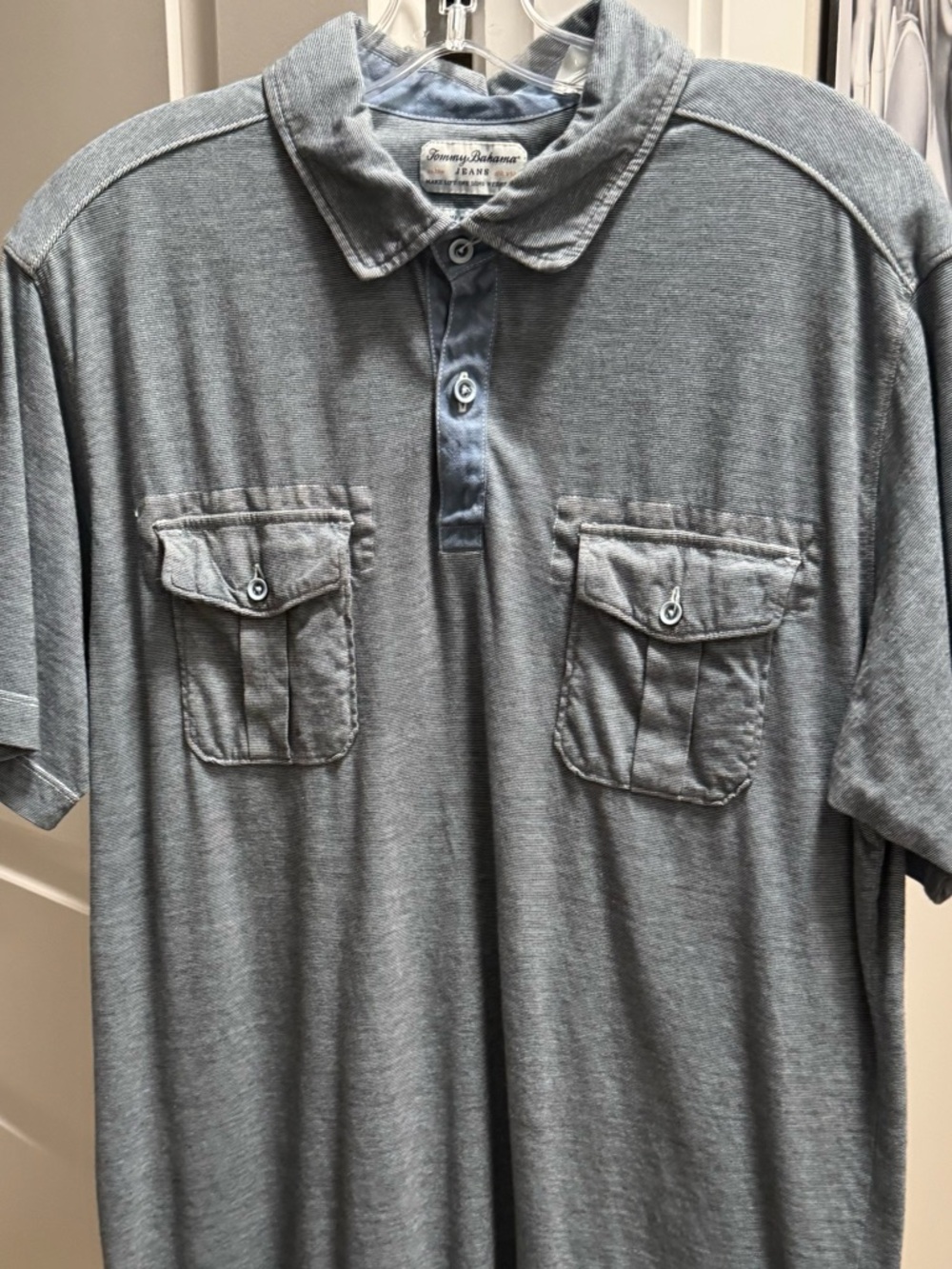 Tommy Bahama Men’s (steel blue) Polo Shirt with Chest Pockets